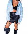 Le Lis Snow Angel Fur Jacket In Baby Blue In Blue