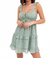 Le Lis Softly Spoken Mini Dress In Sage In Multi