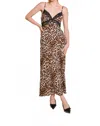 Le Lis Spaghetti Strap Lace Trimmed Maxi Dress In Leopard In Brown
