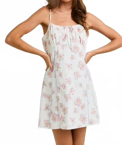 Le Lis Spaghetti Strap Mini Dress In White Pink Floral In Neutral
