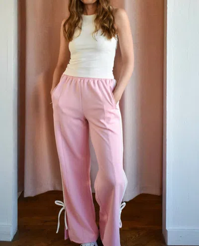 Le Lis Sporty Spice Bow Detail Track Pant In Pink
