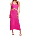 Le Lis Square Neck Crochet Midi Dress In Magenta In Pink