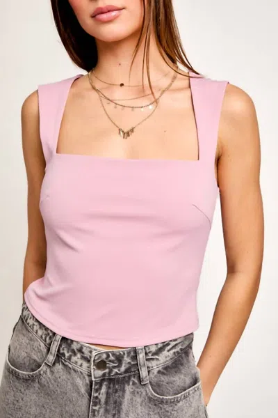 Le Lis Square Neck Tank Top In Pink
