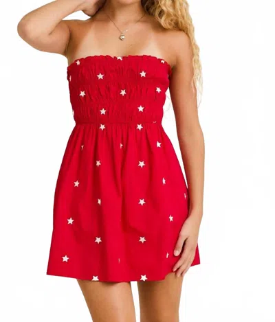 Le Lis Starry Strapless Mini Dress In Red