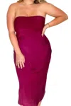 Le Lis Strapless Cowl Back Midi Dress In Wine In Pink