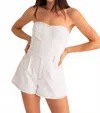 Le Lis Strapless Denim Romper In White In White