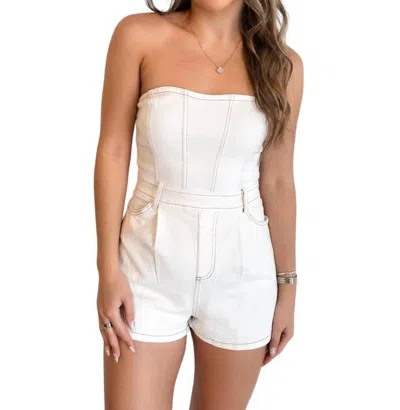 Le Lis Strapless Jean Beauty Romper In White