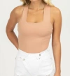 Le Lis Strappy Squareneck Bodysuit In Dusty Peach In Multi