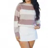Le Lis Stripe A Pose Oversized Sweater In Beige In Multi