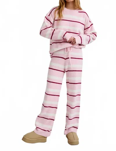 Le Lis Stripe Sweater & Pants Set In Light Pink In Multi