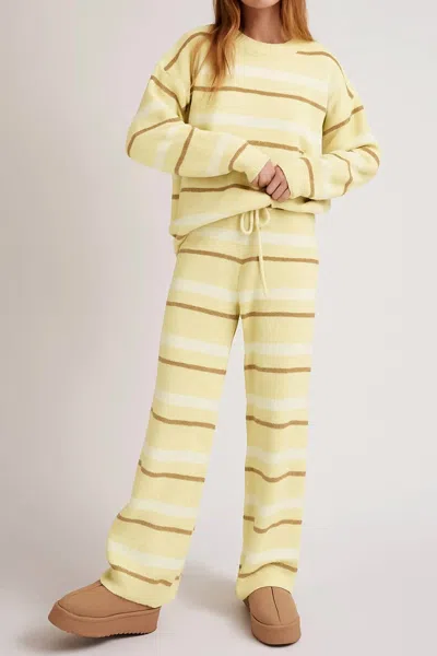 Le Lis Stripe Sweater & Pants Set In Yellow/ Ivory