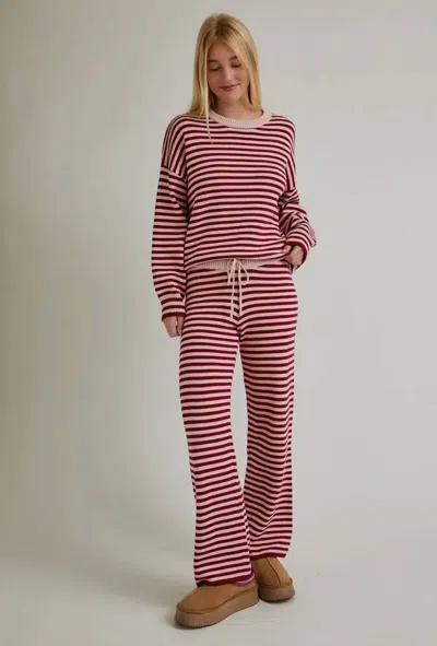 Le Lis Striped Knit Matching Set In Burgundy Pattern In Red
