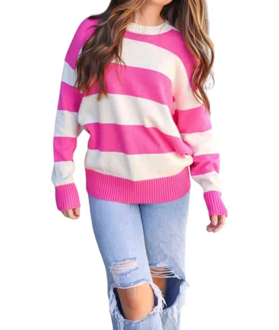 Le Lis Striped Sweater In Cream/pink