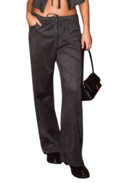 Le Lis Suede Wide Leg Pant In Black