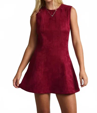 Le Lis Sueded Scarlet Mini Dress In Burgundy In White