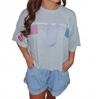 Le Lis Summer On The Line Tee In Grey In Gray