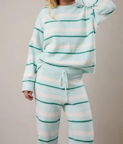Le Lis Sunday Morning Stripe Sweater Top In Mint In Multi