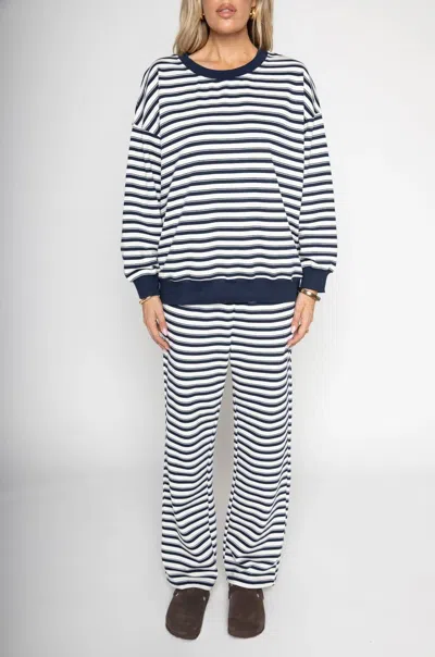 Le Lis Sunday Stripe Sweatpants In Navy In Blue