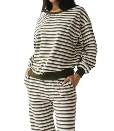 Le Lis Sunday Stripe Sweatshirt In Green In Multi