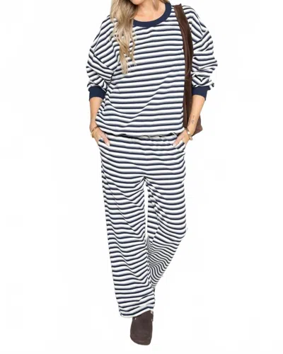 Le Lis Sunday Stripe Sweatshirt In Navy In Multi