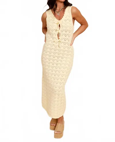 Le Lis Sunnie Open Knit Midi Dress In Yellow In Neutral
