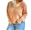 Le Lis Sunset Boulevard Mixed Pattern Sweater In Washed Orange In Multi