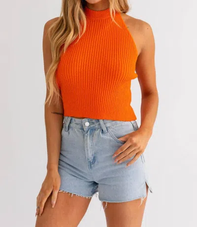 Le Lis Sweater Halter In Orange Crush In Multi