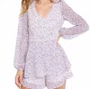 Le Lis Sweet Meadow Double Layer Romper In Cream-lavender Ditsy In Pink