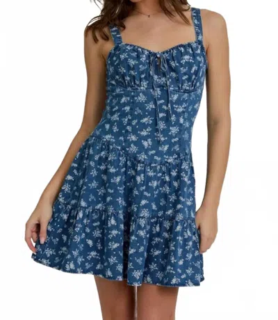 Le Lis Sweetheart Denim Mini Dress In Blue