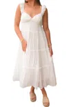 Le Lis Sweetheart Neckline Tiered Midi Dress In White In White