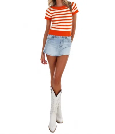 Le Lis Tailgate Cutie Stripe Top In Orange In Multi