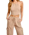 Le Lis Talia Halter Top In Taupe In Grey