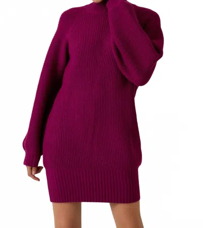 Le Lis Tana Mock Neck Sweater Dress In Magenta In Purple