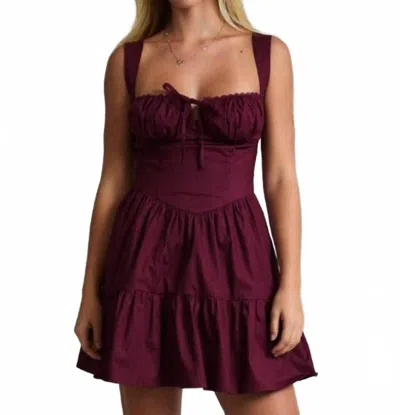 Le Lis Tate Ruched Corset Mini Dress In Plum In Burgundy