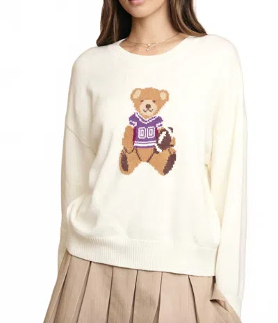 Le Lis Teddy Bear Graphic Sweater In Cream In Green