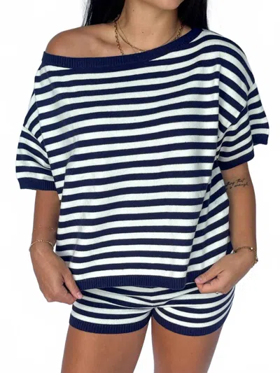 Le Lis The Harbor Breeze Knit Shorts Set In Navy In Multi