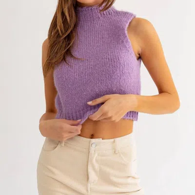 Le Lis The Head Of The Class Cropped Sweater Vest In Purple
