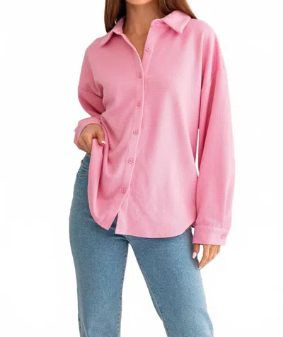 Le Lis Thermal Button Down Top In Bubblegum In Multi