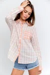 Le Lis Today's The Day Button Up Top In Papaya In Multi
