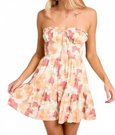 Le Lis Tropical Nights Mini Dress In Beige Multi