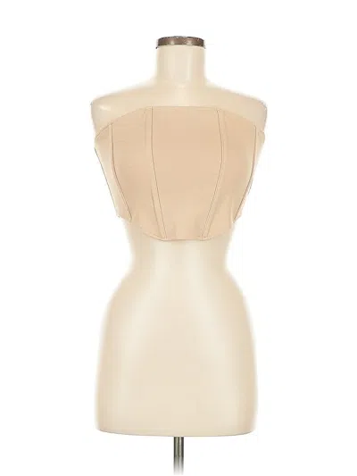 Pre-owned Le Lis Tube Top Tan Strapless Neckline Tops In Brown