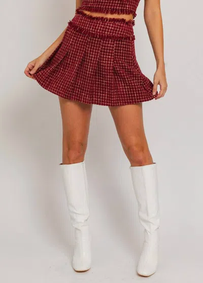 Le Lis Tweed Skirt In Red Burgundy In Multi