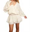 Le Lis V-neck Smocked Long Sleeve Romper In Ivory In Multi