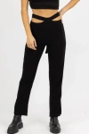 Le Lis Waist Cutout Tie-back Pant In Black In Black