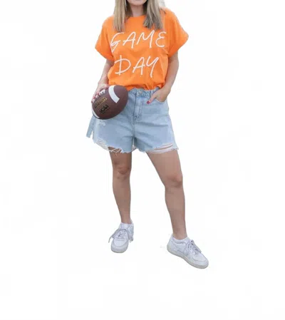 Le Lis Wake Up It's Gameday Rope Top In Orange