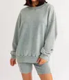 Le Lis Washed Oversized Pullover Sweater In Sage In Multi