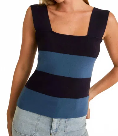 Le Lis Wide Strap Stripe Sweater Top In Navy In Multi
