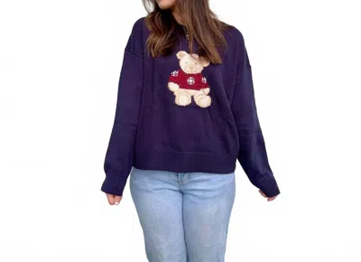 Le Lis Winter Bear Sweater In Navy In Blue