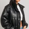 LE LIS WITH EDGE FAUX LEATHER PUFFER JACKET