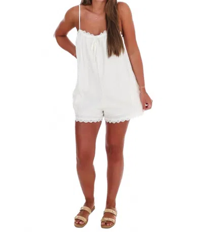 Le Lis Women's A Thousand Miles Lace Trim Romper In White